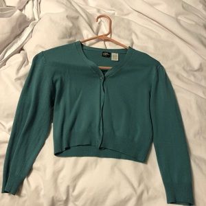Teal Cropped Cardigan